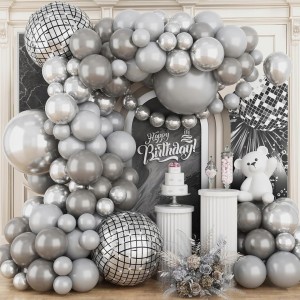 Balony Dekoracja Urodzinowa Girlanda balonowa Kolor srebrny szary (2LV)