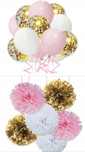 Balony lateksowe dekoracja na baby shower różowe zestaw (XJ5)