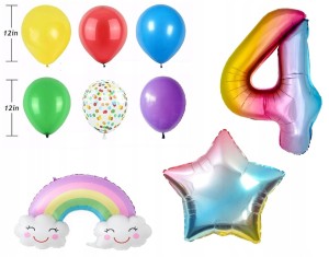 Balony Dekoracje 4 URODZINY Tęcza Gwiazdka (Y87)