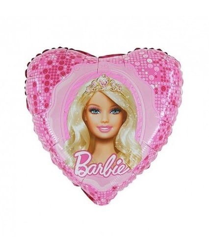 Balon foliowy na hel serce 18"- barbie z diademem